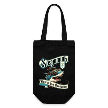 Steampunk Hai Comic - Geschenkbeutel für Flaschen - Schwarz - Vorne