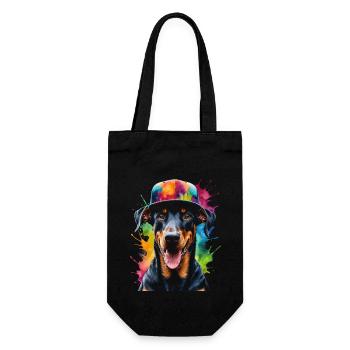 Doberman Snapback Cap Chien Drôle Design Imprimer - Sac à bouteille - noir - Devant