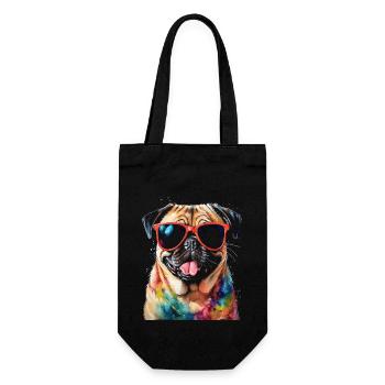 Carlin Lunettes de Soleil Chien Coloré Drôle Design Imprimer - Sac à bouteille - noir - Devant