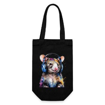 Opossum Kopfhörer Bunt Tier Design Print - Geschenkbeutel für Flaschen - Schwarz - Vorne
