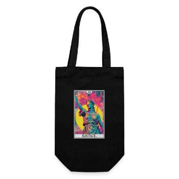Tarotkarten Tarotkarte Justice Gerechtigkeit - Geschenkbeutel für Flaschen - Schwarz - Vorne