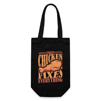 Fried Chicken Fixes Everything Fry Fast Food - Geschenkbeutel für Flaschen - Schwarz - Vorne