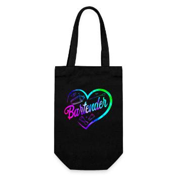 Bartender Mixologist Heart - Geschenkbeutel für Flaschen - Schwarz - Vorne