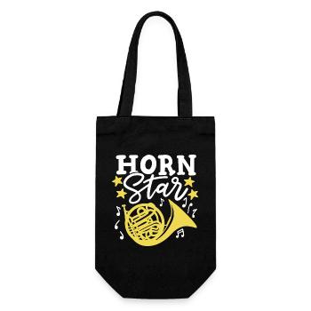 Waldhornspieler Hornist - Geschenkbeutel für Flaschen - Schwarz - Vorne