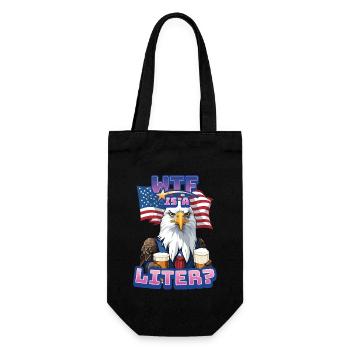 WTF is Liter Eagle with Beer Funny Metric Pun - Gift Bag for Bottles - black - Front