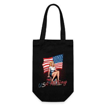 USA All Day Retro Vintage Design 4th of July - Geschenkbeutel für Flaschen - Schwarz - Vorne