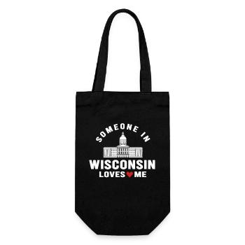 Jemand in Wisconsin liebt mich - Geschenkbeutel für Flaschen - Schwarz - Vorne