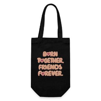 Twins born together, friends forever - Gift Bag for Bottles - black - Front