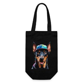 Doberman Snapback Cap Chien Drôle Design Imprimer - Sac à bouteille - noir - Devant