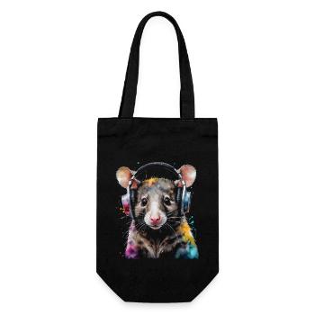 Opossum Kopfhörer Bunt Tier Design Print - Geschenkbeutel für Flaschen - Schwarz - Vorne