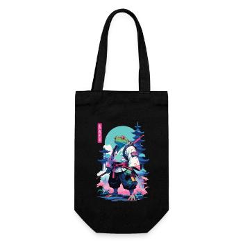 Samurai Frosch Aesthetic Vaporwave Stil - Geschenkbeutel für Flaschen - Schwarz - Vorne