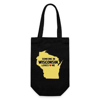 Jemand in Wisconsin liebt mich - Geschenkbeutel für Flaschen - Schwarz - Vorne