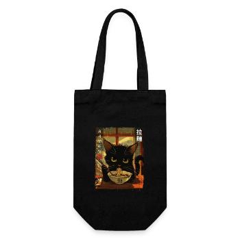 Vintage Retro Ramen Noodles Aesthetic Kawaii Cat - Gift Bag for Bottles - black - Front