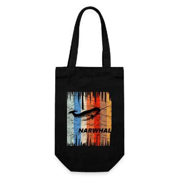 Narval rétro Vintage Licorne de la mer Arc-en-ciel - Sac à bouteille - noir - Devant
