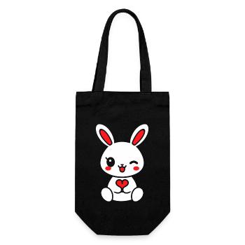 Kleiner Baby-Hase - Geschenkbeutel für Flaschen - Schwarz - Vorne