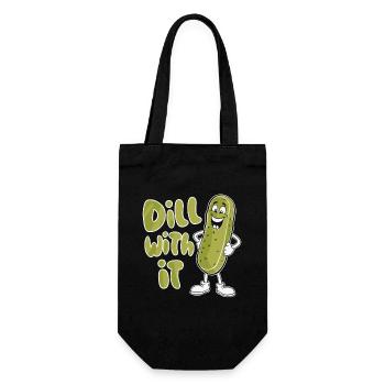 Dill Damit Lustige Gurke Cartoon - Geschenkbeutel für Flaschen - Schwarz - Vorne