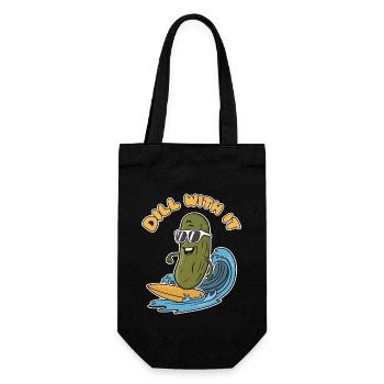 Dill With It Cooler Surfer Cartoon - Geschenkbeutel für Flaschen - Schwarz - Vorne