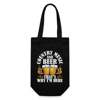 Country Music And Beer That's Why I'm Here Western - Geschenkbeutel für Flaschen - Schwarz - Vorne