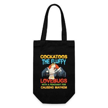Cockatoos The Fluffy Lovebugs für eine Kakadu - Geschenkbeutel für Flaschen - Schwarz - Vorne