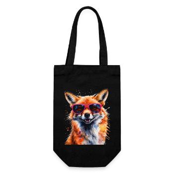 Fuchs Sonnenbrille Bunt Tier Design Print - Geschenkbeutel für Flaschen - Schwarz - Vorne