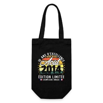 Août 2014 Vintage Cadeau Anniversaire 10 Ans - Sac à bouteille - noir - Devant