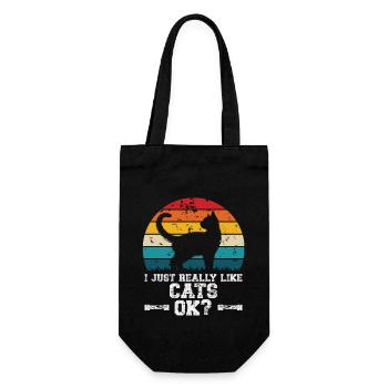 I really like cats - Gift Bag for Bottles - black - Front
