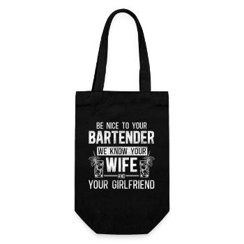 Bartender Mixologist Be Nice To - Geschenkbeutel für Flaschen - Schwarz - Vorne