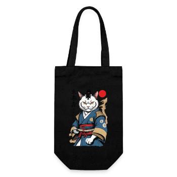 Samurai Cat Vintage Ukiyo-E Aesthetic Japan - Gift Bag for Bottles - black - Front