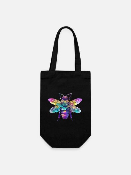 Abeille colorée avec des ailes arc-en-ciel - Sac à bouteille - noir
