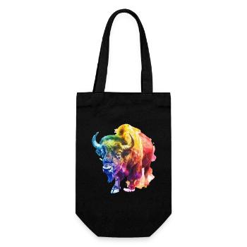 Bunter Buffalo in Regenbogenfarben - Geschenkbeutel für Flaschen - Schwarz - Vorne