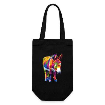 Donkey Rainbow Buntes Eselmotiv Kunstwerk - Geschenkbeutel für Flaschen - Schwarz - Vorne