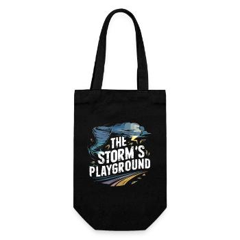 Erlebe Die Faszinierende Welt Des Tornadojagens - Geschenkbeutel für Flaschen - Schwarz - Vorne