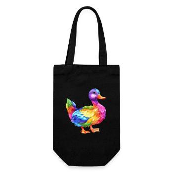 Bunte Ente Regenbogen Freudenbringer - Geschenkbeutel für Flaschen - Schwarz - Vorne