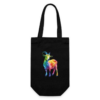 Colorful Goat Abstract Art for Animal Lovers - Gift Bag for Bottles - black - Front