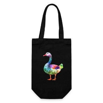 Bunte Ente Aquarell Kunstwerk - Geschenkbeutel für Flaschen - Schwarz - Vorne