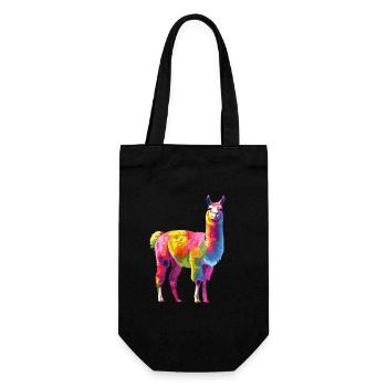 Lama Alpaka Regenbogen Kunstwerk - Geschenkbeutel für Flaschen - Schwarz - Vorne
