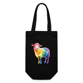 Hirten Schaf Bauernhof Tier Regenbogen Schaf - Geschenkbeutel für Flaschen - Schwarz - Vorne