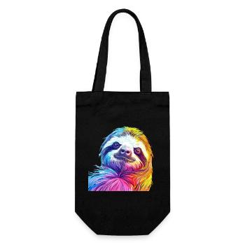 Bunter Faultierkopf im Regenbogenstil - Geschenkbeutel für Flaschen - Schwarz - Vorne