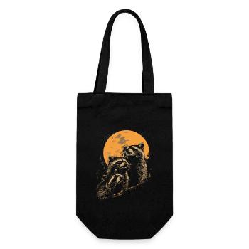 3 Raccoon Moon Howling Cool Raccoon Head - Gift Bag for Bottles - black - Front