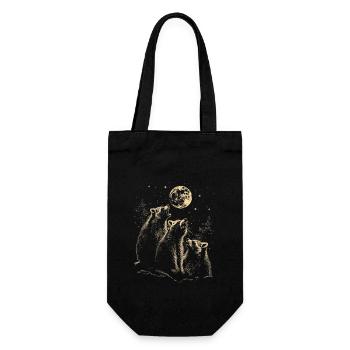 3 Raccoons Moon Howling Funny Illustration - Gift Bag for Bottles - black - Front