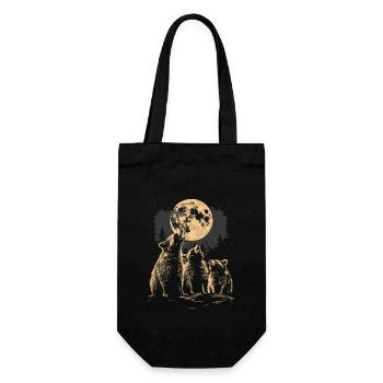3 raton laveur lune hurlant mignon tête de raton laveur - Sac à bouteille - noir - Devant