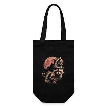 3 ratons laveurs lune hurlant mignon tête drôle - Sac à bouteille - noir - Devant