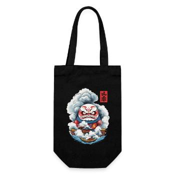 Japanese Daruma Aesthetic Yokai Design - Gift Bag for Bottles - black - Front