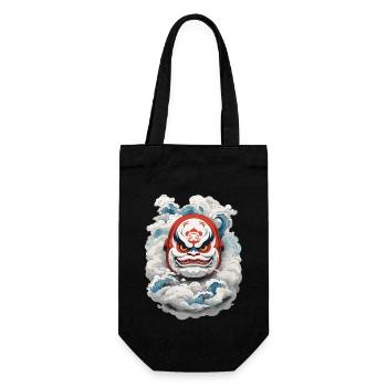 Japanese Daruma Aesthetic Yokai Vintage - Gift Bag for Bottles - black - Front