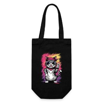 Streetstyle Katze Graffiti Kunst Streetart - Geschenkbeutel für Flaschen - Schwarz - Vorne