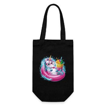 Niedliches Einhorn genießt Eiscreme-Spaß - Geschenkbeutel für Flaschen - Schwarz - Vorne