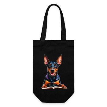 Doberman lecture livre chien drôle animal design imprimer - Sac à bouteille - noir - Devant