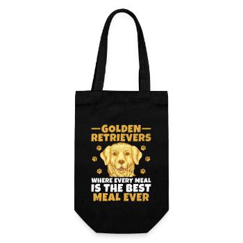 Golden Retriever, bei denen jede Mahlzeit die beste Wahl ist - Geschenkbeutel für Flaschen - Schwarz - Vorne