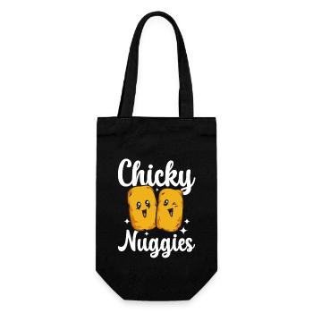 Chicken Nugget Liebhaber Chicken Nuggets - Geschenkbeutel für Flaschen - Schwarz - Vorne