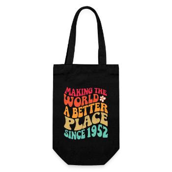 1952 Geburtstag Vintage Hippie Groovy - Geschenkbeutel für Flaschen - Schwarz - Vorne